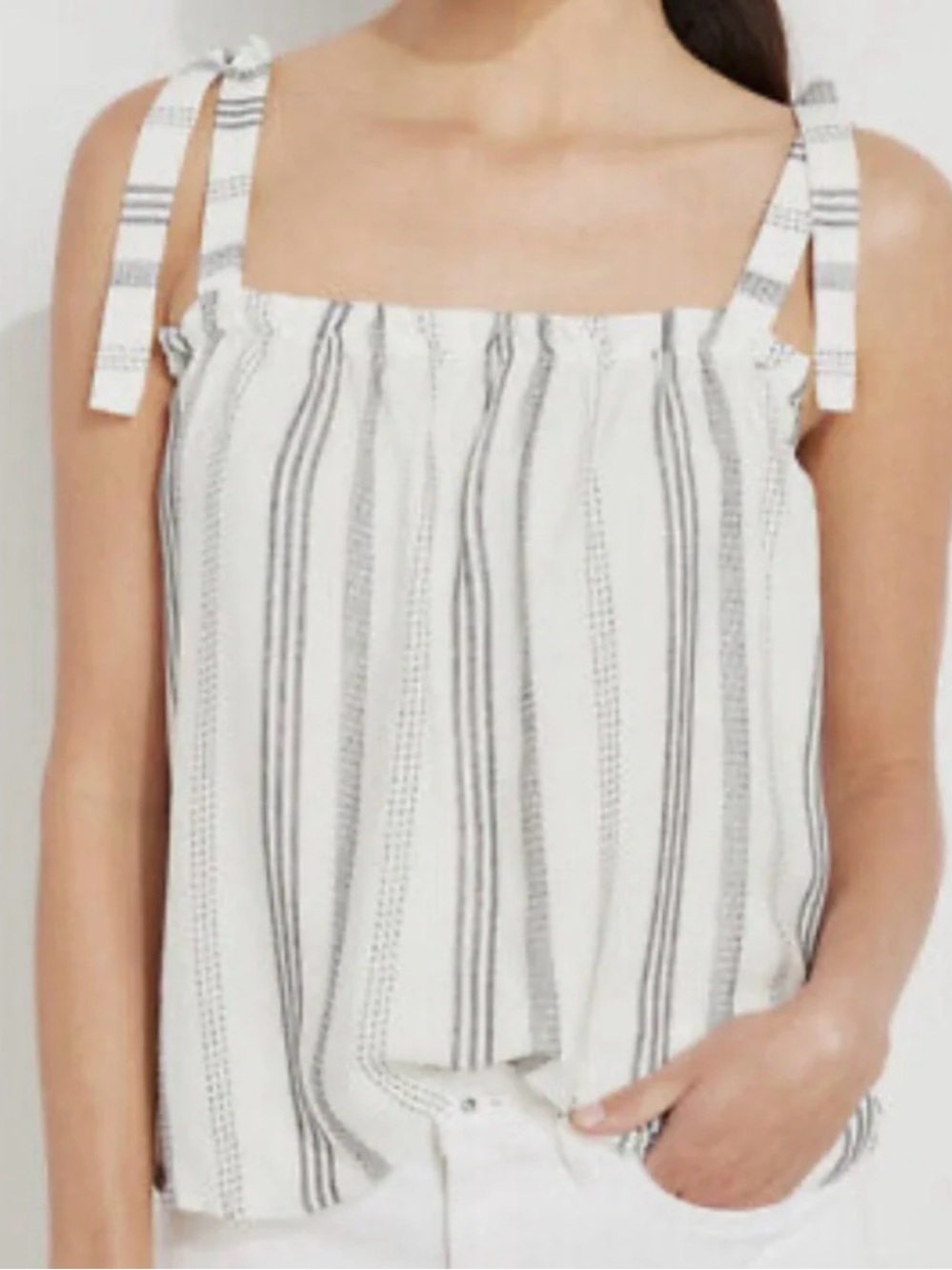 Vineyard Vines Striped Tie Strap Top // Gray & White // XL // NEW